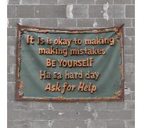 Stuff for Your Room Embrace Mistakes, Be True to Yourself: A Motivational Sign Tapestry Outdoor Bar Decor Bedroom Decor for Teens(75X100CM)