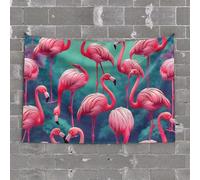 Stuff for Your Room Exotic Pink Flamingos in Tropical Paradise Tapestry Funny Home Decor Flags for Room Teen(75X100CM)