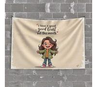 Stuff for Your Room Good Heart, Bad Mouth: A Cartoon Character's Tale Tapestry Man Cave Decorations Funny House Decor(100X150CM)