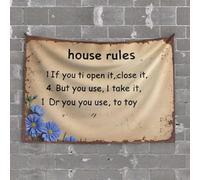Stuff for Your Room House Rules: A Playful Reminder to Close, Use, and Return Tapestry Bar Stuff for Man Cave Room Door Decor(100X150CM)