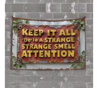 Stuff for Your Room Rusty Warning Sign: Keep It All De-Io A Strange Smell Attention Tapestry Cave Man Bar Bar Stuff for Man Cave(75X100CM)