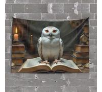 Stuff for Your Room Snowy Owl in The Library of Knowledge Tapestry Funny Home Decor Flags for Room Teen(100X150CM)