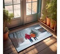 Stuff For Your Room Two Children Carry A Christmas Tree In The Snow Doormat Indoor Fall Decor Welcome Home Mats For Front Door(65X90CM)