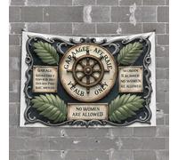 Stuff for Your Room Vintage Garage Sign with Nautical Theme and Gender Restrictions Tapestry Cave Man Bar Men Decor(100X150CM)