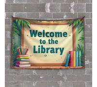 Stuff for Your Room Welcome to The Library: A Colorful Adventure Tapestry Man Cave Decorations Funny House Decor(75X100CM)