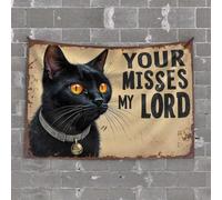 Stuff for Your Room Your Misses My Lord: A Black Cat's Tale Tapestry Cave Man Bar Bar Stuff for Man Cave(75X100CM)