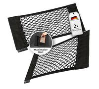 STUFF FROM ABOVE ® Storage Net for Boot in Black [Pack of 2] - With Very Strong Velcro for Perfect Grip on Felt - [38 x 25 cm] - Storage - Car Net Organiser - Mesh Bag with Velcro