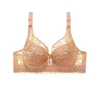 Stuff Women's Lace Ruffled Bra Straps Chest Cup Underwear Bustier Top, khaki, 40C
