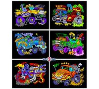 Stuff2Color Monster Cars (Fuzzy Velvet Coloring Posters) Pack of 6
