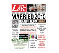 Stuff4 10th Anniversary Poster Unframed - Married In 2015 Newspaper - Happy 10th Wedding Anniversary for Men Women Vintage Retro Back In 2015, 8x10 Inch Tenth Anniversaries Posters