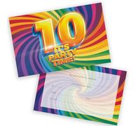10th Birthday Party Invitations Kids - Now It's Party Time 20 Pack - Childrens Birthday Invitations for Boys/Girls A6 Bday Party Invites Invitation Cards with Folding Envelopes