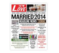 Stuff4 12th Anniversary Poster Unframed, Married In 2014 Newspaper