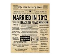 Stuff4 13th Anniversary Poster Unframed - Married In 2012 Newspaper - Happy 13 Wedding Anniversary for Men Women Retro Vintage Gifts Back In 2012, 8x10 Inch Anniversaries Posters