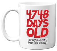 13th Birthday Mug Gift for Boys Girls Him Her - 4748 Days Old - Funny Teenager Thirteen Thirteenth Happy Birthday Present for Brother Sister Son Daughter Cousin, 11oz Ceramic Dishwasher Safe Mugs