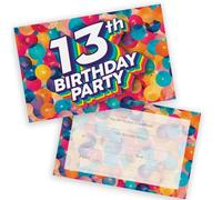Stuff4 13th Birthday Party Invitations Teenager, Rainbow Balloons 20 Pack