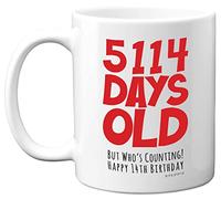14th Birthday Mug Gift for Boys Girls Him Her - 5114 Days Old - Funny Teenager Fourteen Fourteenth Happy Birthday Present for Brother Sister Son Daughter Cousin, 11oz Ceramic Dishwasher Safe Mugs
