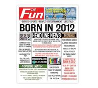 Stuff4 14th Birthday Poster Unframed, Born In 2012 Newspaper