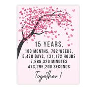 Stuff4 15th Anniversary Poster Unframed - 15 Years 180 Months - Happy 15th Wedding Anniversary Cute Gifts for Husband Companion Wife Partner Boyfriend Girlfriend, 8x10 Inch Anniversaries Posters