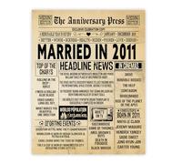 Stuff4 15th Anniversary Poster Unframed - Married In 2011 Newspaper - 15 Wedding Anniversary for Men Women Retro Vintage Gifts Back In 2011, 8x10 Inch Anniversaries Posters