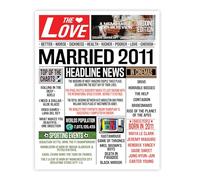 Stuff4 14th Anniversary Poster Unframed - Married In 2011 Newspaper - Happy 14th Wedding Anniversary for Men Women Vintage Gifts Retro Back In 2011, 8x10 Inch Fourteenth Anniversaries Posters