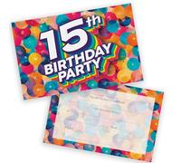 15th Birthday Party Invitations Teenager - Rainbow Balloons 36 Pack - Childrens Birthday Invitations for Boys/Girls A6 Bday Party Invites Invitation Cards with Folding Envelopes