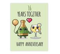 Stuff4 16th Anniversary Poster Unframed - 16 Years Together - Happy 16th Wedding Anniversary Cute Gifts for Companion Boyfriend Partner Husband Girlfriend Wife, 8x10 Inch Anniversaries Posters