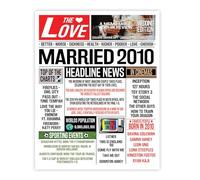 Stuff4 15th Anniversary Poster Unframed - Married In 2010 Newspaper - Happy 15th Wedding Anniversary for Men Women Vintage Gifts Retro Back In 2010, 8x10 Inch Fifteenth Anniversaries Posters