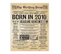 Stuff4 15th Birthday Poster Unframed - Born In 2010 Vintage Newspaper - Happy 15th Birthday Gifts for Girls Boys Retro Back In 2010, 8x10 Inch Fifteen Fifteenth Decor Decoration Bday Party
