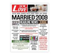 Stuff4 16th Anniversary Poster Unframed - Married In 2009 Newspaper - Happy 16th Wedding Anniversary for Men Women Vintage Gifts Retro Back In 2009, 8x10 Inch Sixteenth Anniversaries Posters