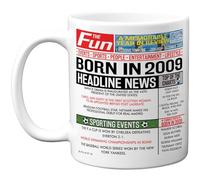 Stuff4 16th Birthday Mug Gift for Men Women - Born in 2009 Newspaper - Happy 16 Birthday Gifts for Son Daughter Cousin Vintage Retro Back in 2009 Age Sixteen Bday, 11oz Ceramic Coffee Mugs