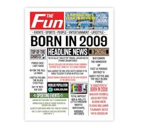 Stuff4 16th Birthday Poster Unframed - Born In 2009 Newspaper - Happy 16th Birthday Gifts for Boys Girls Vintage Retro Back In 2009, 8x10 Inch Sixteen Sixteenth Bday Party Decor Decoration