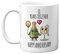 Stuff4 18th Anniversary Mug Gift for Men Women - 18 Years Together - Happy 18 Year Wedding Anniversary for Husband Wife Son Daughter Brother Sister, 11oz Ceramic Coffee Mugs Gifts