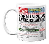 Stuff4 18th Birthday Mug Gift for Men Women - Born in 2008 Newspaper - Happy 18 Birthday Gifts for Son Daughter Cousin Vintage Retro Back in 2008 Age 18 Bday, 11oz Ceramic Coffee Mugs