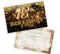 Stuff4 18th Birthday Party Invitations Women and Men, Gold Confetti 20 Pack