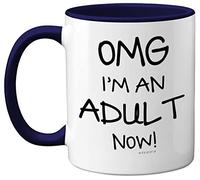 Stuff4 18th Birthday Presents for Girls or Boys - OMG I'm an Adult Mug, Fun Mug Gifts for Adult Son or Daughter. Perfect 18th Birthday Navy Blue Handle Mugs, Great Presents for 18 Year Olds from