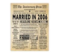Stuff4 19th Anniversary Poster Unframed - Married In 2006 Newspaper - Happy 19 Wedding Anniversary for Men Women Retro Vintage Gifts Back In 2006, 8x10 Inch Anniversaries Posters