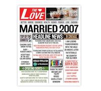 Stuff4 18th Anniversary Poster Unframed - Married In 2007 Newspaper - Happy 18th Wedding Anniversary for Men Women Vintage Gifts Retro Back In 2007, 8x10 Inch Eighteenth Anniversaries Posters