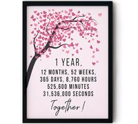 Stuff4 1st Anniversary Poster Framed - 1 Year 12 Months - Happy 1st Wedding Anniversary Cute Gifts for Boyfriend Girlfriend Husband Companion Wife Partner, 8x10 Inch Anniversaries Posters