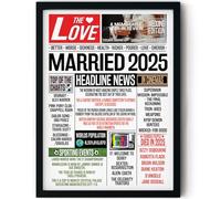 Stuff4 1st Anniversary Poster Framed, Married In 2025 Newspaper