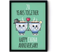Stuff4 20th Anniversary Poster Framed - 20 Years Together - Happy 20th Wedding Anniversary Cute Gifts for Girlfriend Companion Partner Wife Husband Boyfriend, 8x10 Inch Anniversaries Posters