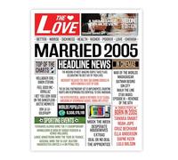Stuff4 20th Anniversary Poster Unframed - Married In 2005 Newspaper - Happy 20th Wedding Anniversary for Men Women Vintage Gifts Retro Back In 2005, 8x10 Inch Twentieth Anniversaries Posters
