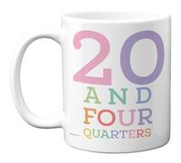Stuff4 21st Birthday Mug - 20 and Four Quarters Pastel Numbers Design - Cheeky Age Joke for Turning 21-11oz Ceramic Gloss Mug