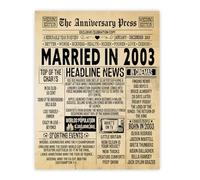Stuff4 22nd Anniversary Poster Unframed - Married In 2003 Newspaper - Happy 22 Wedding Anniversary for Men Women Retro Vintage Gifts Back In 2003, 8x10 Inch Anniversaries Posters