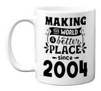 21st Birthday Mug Gift for Men Women - Making the World a Better Place Since 2004 - Happy 21 Birthday Gifts for Grandad Grandma Nan Retro Back In 2004 Age Twenty-One Bday, 11oz Ceramic Coffee Mugs