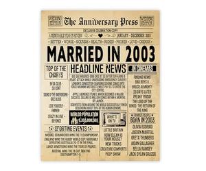 Stuff4 23rd Anniversary Poster Unframed, Married In 2003 Newspaper