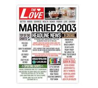 Stuff4 22nd Anniversary Poster Unframed - Married In 2003 Newspaper - Happy 22nd Wedding Anniversary for Men Women Vintage Gifts Retro Back In 2003, 8x10 Inch Twenty-Second Anniversaries Posters
