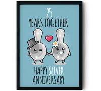 Stuff4 25th Anniversary Poster Framed - 25 Years Together - Happy 25th Wedding Anniversary Cute Gifts for Boyfriend Girlfriend Companion Partner Wife Husband, 8x10 Inch Anniversaries Posters