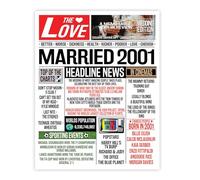 Stuff4 24th Anniversary Poster Unframed - Married In 2001 Newspaper - Happy 24th Wedding Anniversary for Men Women Vintage Gifts Retro Back In 2001, 8x10 Inch Twenty-Fourth Anniversaries Posters