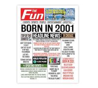Stuff4 24th Birthday Poster Unframed - Born In 2001 Newspaper - Happy 24th Birthday Gifts for Men Women Vintage Retro Back In 2001, 8x10 Inch Twenty-Four Twenty-Fourth Bday Party Decor Decoration