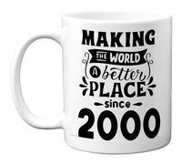 25th Birthday Mug Gift for Men Women - Making the World a Better Place Since 2000 - Happy 25 Birthday Gifts for Grandad Grandma Nan Retro Back In 2000 Age Twenty-Five Bday, 11oz Ceramic Coffee Mugs